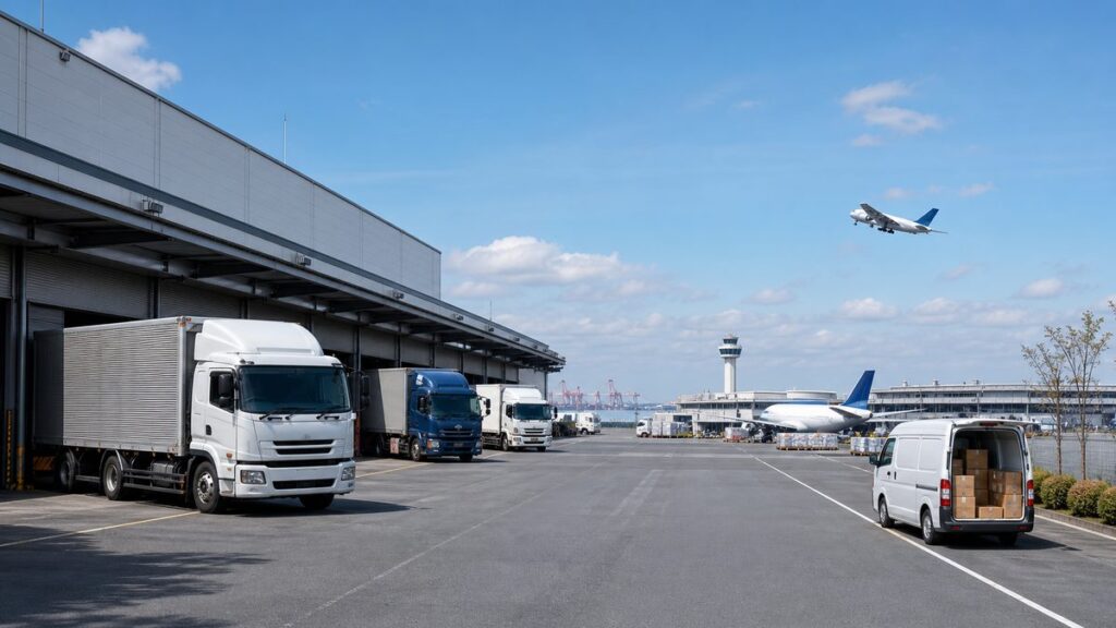 千葉の物流会社M&Aをイメージした成田空港・京葉湾岸物流拠点のオリジナル画像